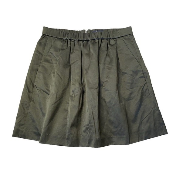 MADEWELL DEEP OLIVE GREEN SATIN PREPPY LINED A-LINE MINI SKIRT SIZE SMALL MINT! - Picture 2 of 8